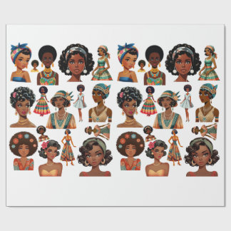 Papier Cadeau Black African Woman Fashion art 20s to 70s Eras