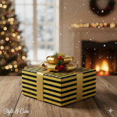 Papier Cadeau Black And Metallic Gold Stripe Pattern Premium