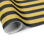 Papier Cadeau Black And Metallic Gold Stripe Pattern Premium (Coin rond)