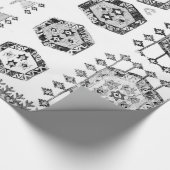 Papier Cadeau Black and White Aztec Shape Pattern (Coin)