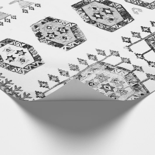 Papier Cadeau Black and White Aztec Shape Pattern (Coin)