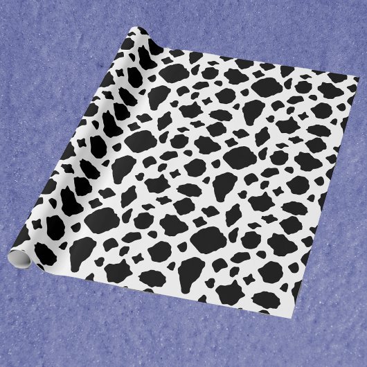 Papier Cadeau Black and White Cow Print Pattern