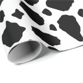Papier Cadeau Black and White Cow Print Pattern (Coin rond)