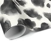 Papier Cadeau Black and White Cow Print Pattern (Coin rond)