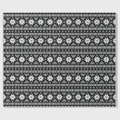 Papier Cadeau Black and White Fair Isle Sweat de Noël Imprimer (Plat)