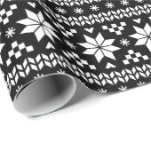 Papier Cadeau Black and White Fair Isle Sweat de Noël Imprimer (Coin rond)