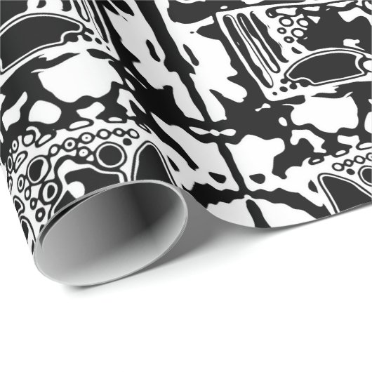 Papier Cadeau Black and White Geometric Art 25 (Coin rond)