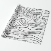 Papier Cadeau Black and White Hand-Drawn Wavy Line Pattern (Déroulé)
