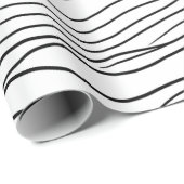 Papier Cadeau Black and White Hand-Drawn Wavy Line Pattern (Coin rond)