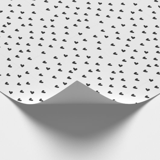 Papier Cadeau Black and White Heart Pattern Valentine's Day (Coin)