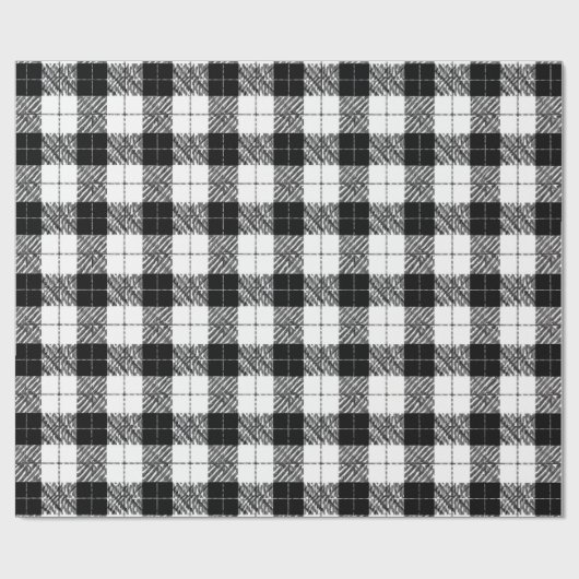 Papier Cadeau Black and White Herringbone Wrapping Paper (Plat)