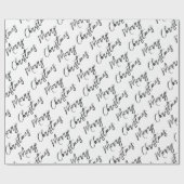 Papier Cadeau Black and White Modern Script Merry Christmas (Plat)