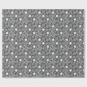 Papier Cadeau Black and White Star & Snowflakes Motif d'hiver (Plat)