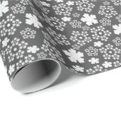 Papier Cadeau Black and White Star & Snowflakes Motif d'hiver (Coin rond)