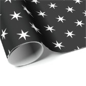Papier Cadeau Black and white stars moderne cadeau motif (Coin rond)