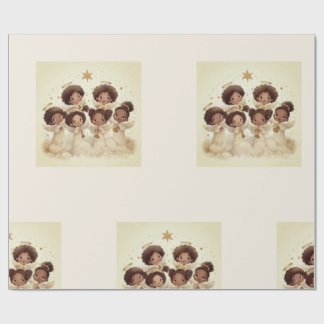 Papier Cadeau Black Angel Christmas Choir Wrapping Paper 1