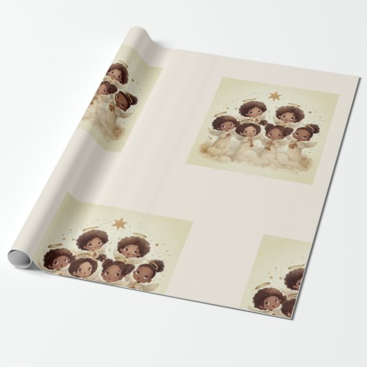 Papier Cadeau Black Angel Christmas Choir Wrapping Paper 1 (Déroulé)