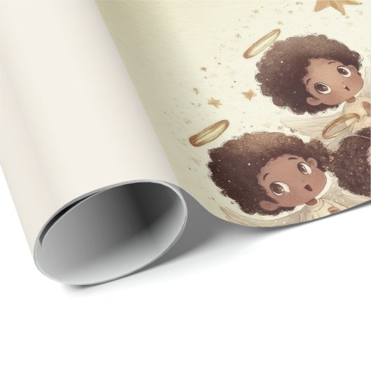 Papier Cadeau Black Angel Christmas Choir Wrapping Paper 1 (Coin rond)