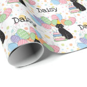 Papier Cadeau Black Aussiedoodle Chien fête d'anniversaire (Coin rond)