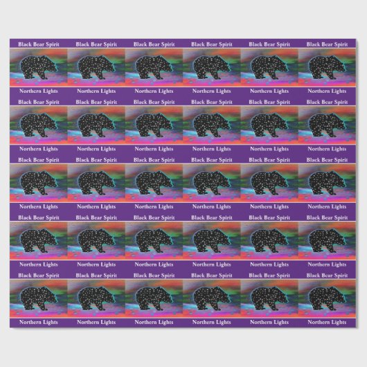 Papier Cadeau Black Bear Spirit Northern Lights (Plat)
