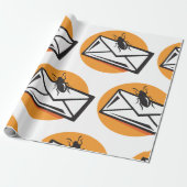 Papier Cadeau Black Beetle Insect on Envelope (Déroulé)