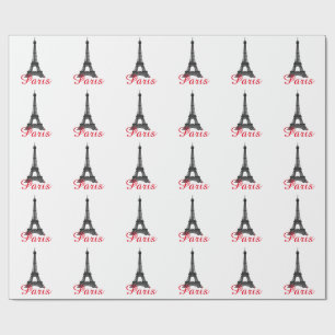 Papier Cadeau Black Blanc Tour Eiffel Paris Love City Travel