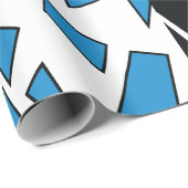 Papier Cadeau Black Blue Stained Glass Pattern (Coin rond)