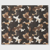 Papier Cadeau Black Brown Cream Cow Print Birthday (Plat)