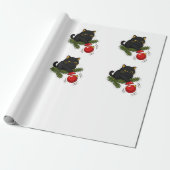 Papier Cadeau Black Cat Christmas Bauble Funny Cat Pattern (Déroulé)