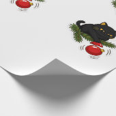 Papier Cadeau Black Cat Christmas Bauble Funny Cat Pattern (Coin)