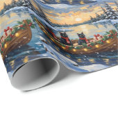 Papier Cadeau Black Cat Christmas Boat Holiday (Coin rond)