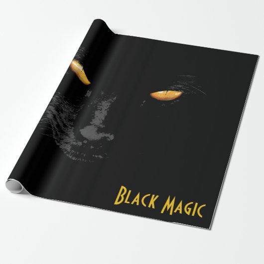 Papier Cadeau Black Cat Magic drôle personnalisable (Déroulé)
