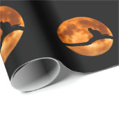 Papier Cadeau Black Cat Orange Moon (Coin rond)