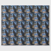 Papier Cadeau Black Cat With Christmas Lights Holiday (Plat)