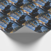 Papier Cadeau Black Cat With Christmas Lights Holiday (Coin)