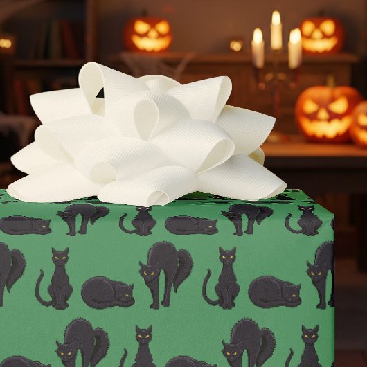 Papier Cadeau Black Cats Halloween Witch's Cat Pixel Art Pattern