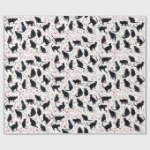 Papier Cadeau Black Cats with Peppermint Candy Wrapping Paper (Plat)