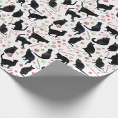 Papier Cadeau Black Cats with Peppermint Candy Wrapping Paper (Coin)