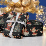 Papier Cadeau Black Christmas Père Noël Tree Snowman<br><div class="desc">Black Christmas Père Noël Tree Snowman papier d'emballage vintage</div>