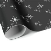 Papier Cadeau Black Christmas Snowflakes Simple Motif moderne (Coin rond)