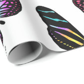 Papier Cadeau Black Colorful Butterflies (Coin rond)