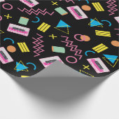 Papier Cadeau Black Colorful Eighties 80's Retro Motif (Coin)