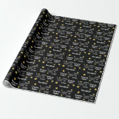 Papier Cadeau Black Congrats Grad Custom Year Ajouter un nom (Déroulé)
