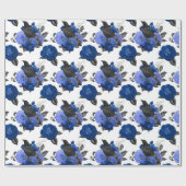 PAPIER CADEAU BLACK CROWS ROYAL BLEU ROSE FLEURS GODE (Plat)