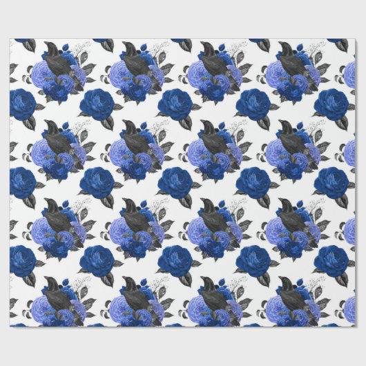 PAPIER CADEAU BLACK CROWS ROYAL BLEU ROSE FLEURS GODE (Plat)