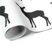 Papier Cadeau Black Doe a Deer on White Wrapper Paper (Coin rond)