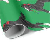 Papier Cadeau Black Draft Horse Foie Noël (Coin rond)