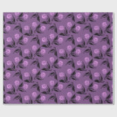 Papier Cadeau Black Dragonfly Wyn avec une fleur rose (Plat)