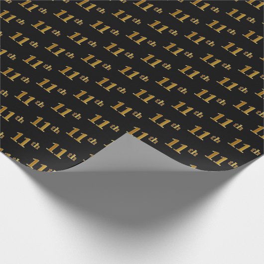 Papier Cadeau Black, Faux Gold 11e (onzième) événement (Coin)