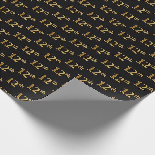 Papier Cadeau Black, Faux Gold 12e (Douzième) (Coin)